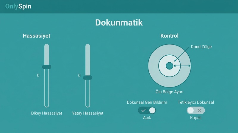 OnlySpin mobil dokunmatik kontrol ve nişan hassasiyeti rehber görseli